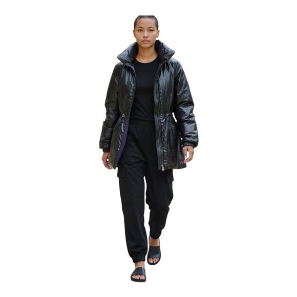 Simply Vera Vera Wang Jackets & Blazers - Simply Vera Wang 90s Black Utility Puffer Jacket with Purple Lining size Medium